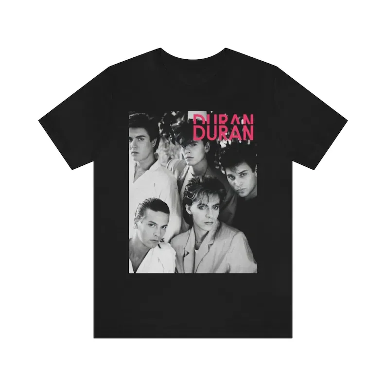 

Duran Duran Aesthetic Premium men Crew Neck T-Shirt Music Shirt Gift Music Merch Minimalist wear Vintage 80s 90s Music