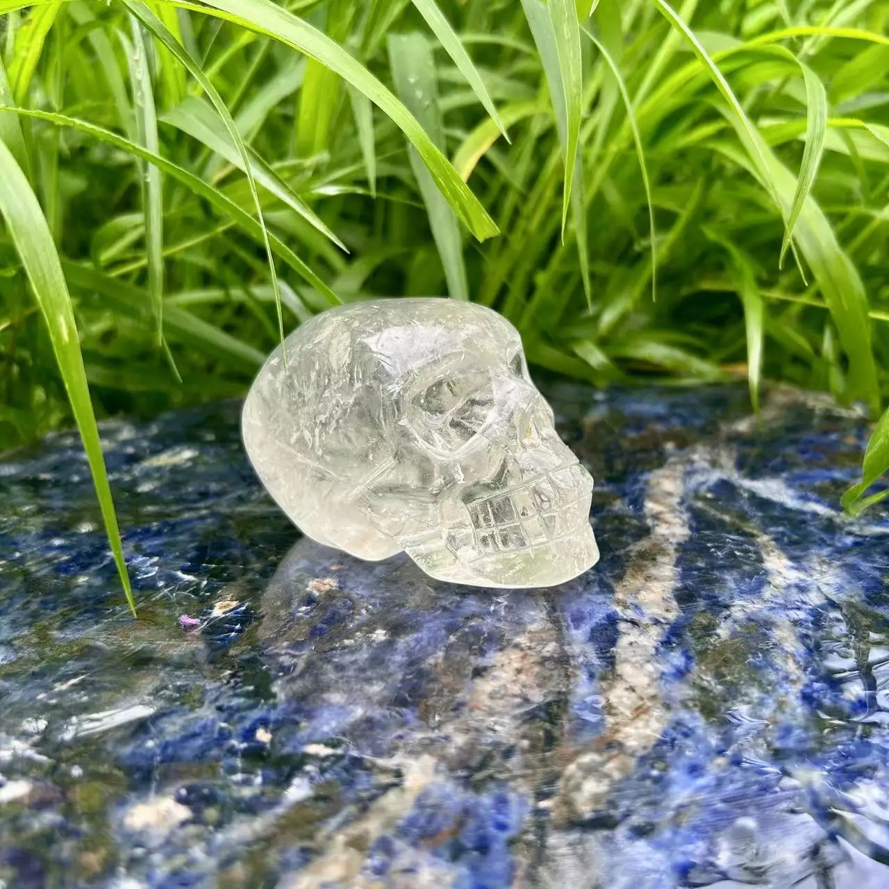 

Natural Clear Quartz Crystal Skull Hand Carved Reiki Healing