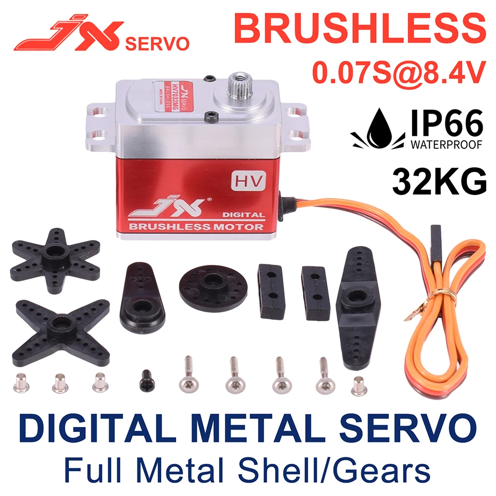 JX HV7032MG 32kg 0.07s 8.4V High Voltage Speed Metal Gears Standard Digital Brushless Servo For 1:8 1:10 Car Fix-Wing Robot Arm