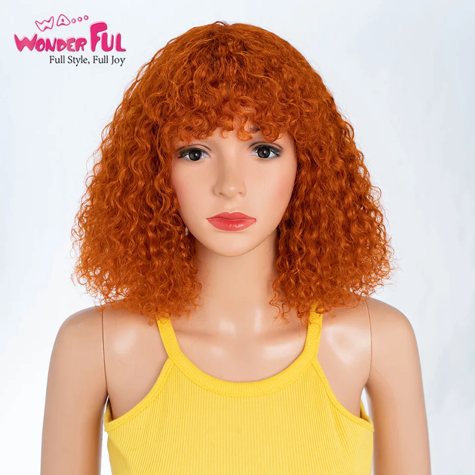 Оранжевые бразильские вьющиеся парики Remy1B # Человеческие волосы короткие P4/30
