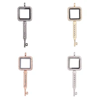 10pcs key shape rhinestones glass living memory floating locket pendant charms jewelry making necklace keychain for women men