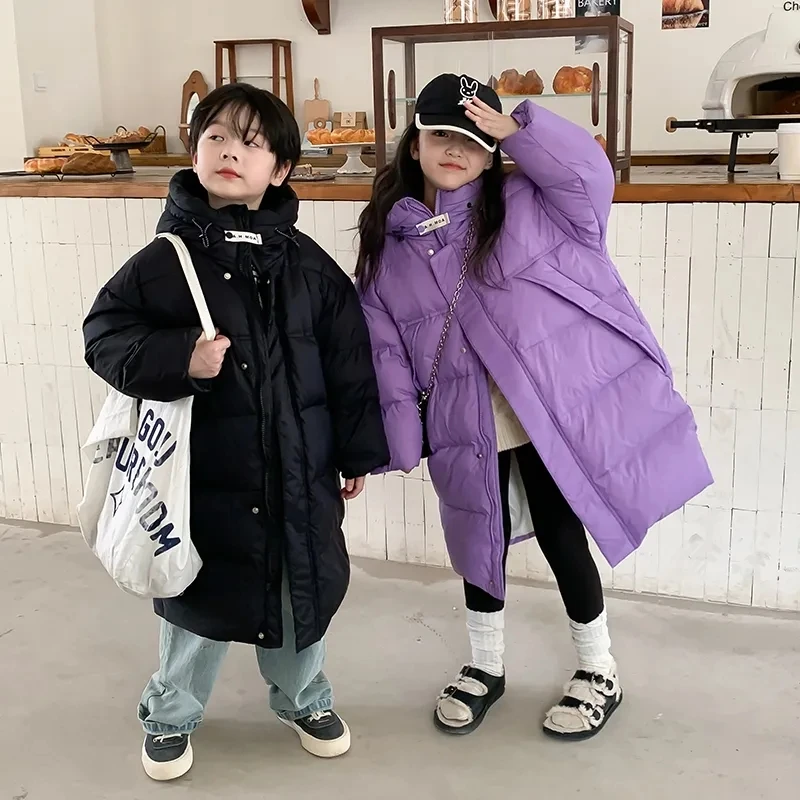 

4-14 Years Kids White Goose Down Parka Toddler Children Thick Warm Long Jackets Coat for Girls and Boys Long Outwear Overcoat 6