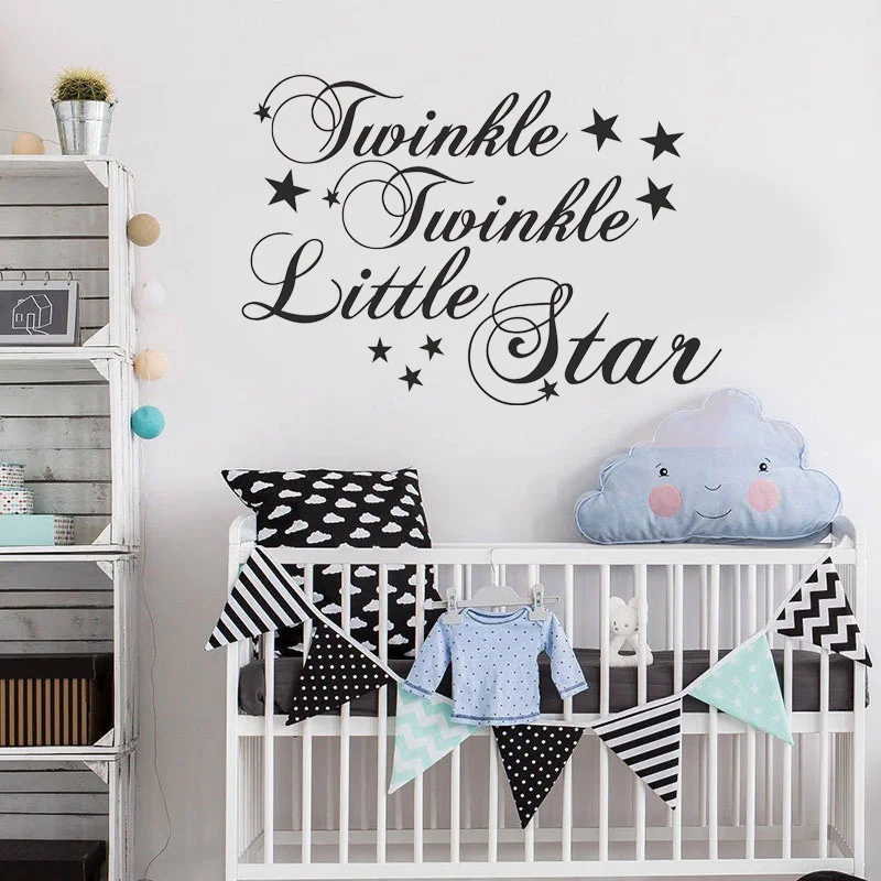 

Twinkle Twinkle Little Star Wall Decal Lullaby Saying Sticker Vinyl Home Decor Baby Room Nursery Lettering Cartoon Mural S603
