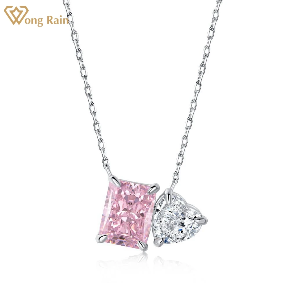 

Wong Rain 100% 925 Sterling Silver Crushed Ice Cut Created Moissanite Gemstone Party Pendant Necklace For Women Fine Jewelry