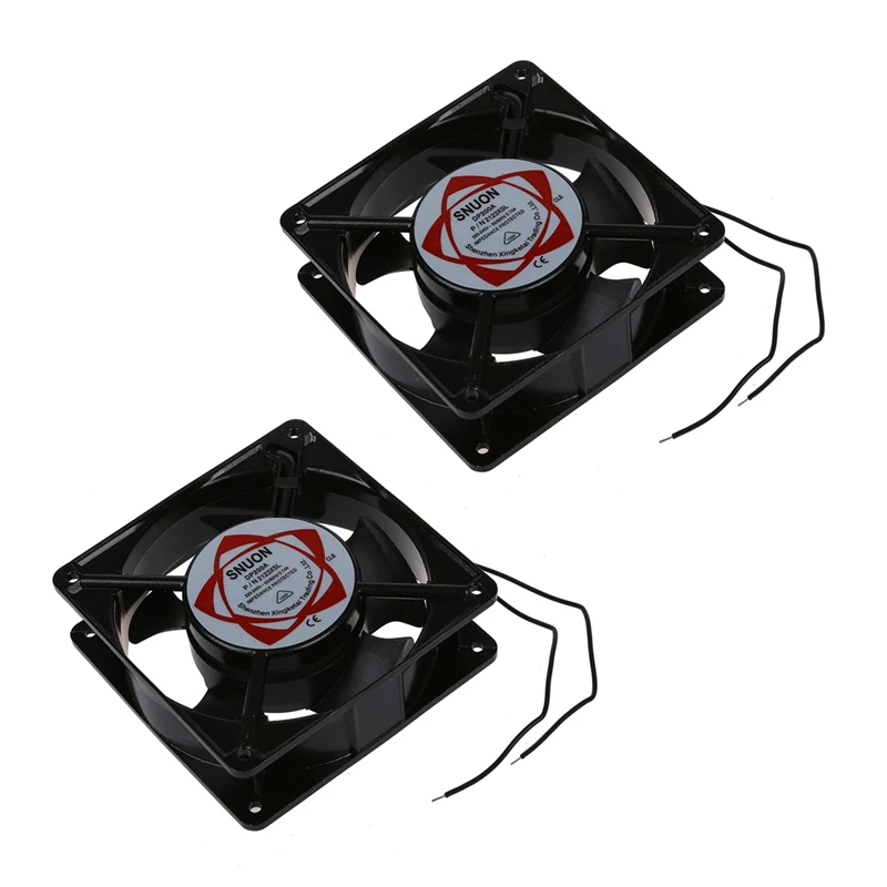 

2X AC 220-240V 0.14A 120mmx120mm Metal Computer CPU Fan Black