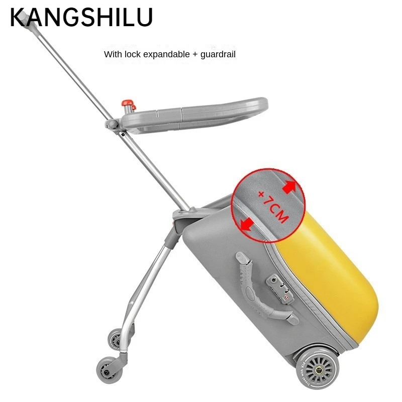 KANGSHILU New 2023 Cartoon Baby Ride On Trolley Luggage Lazy Carry On Suitcase Kids Trolley Case Box Scooter Offers with Wheels