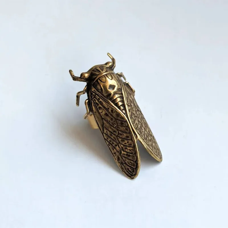 

Adjustable Large Brass Cicada Ring - Insect Jewelry - Creative - Unique - Eccentric - Gothic - Witch - Wings - Stamping