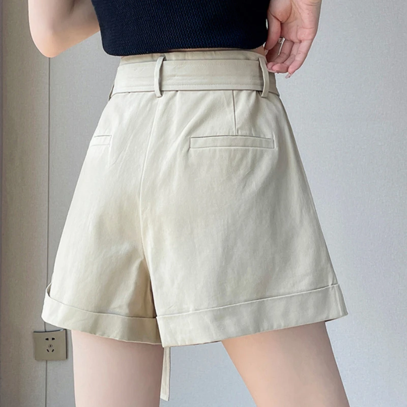 2023 Summer Thin High-waisted Slacks, Five-point Slim and Versatile Wide-leg Pants  Black Shorts  Short Pants Women