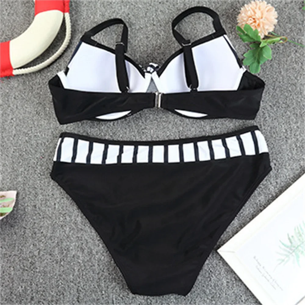 Купальник пуш-ап женский в полоску купальная одежда для отпуска с узлом из двух