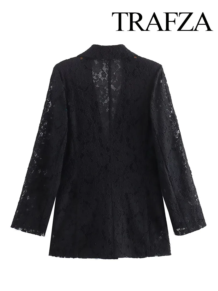 Женский кружевной пиджак TRAFZA элегантный однотонный приталенный с одним