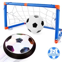 Hover Football Goal Set Kids Toys, Rechargeable Air Power Soccer Ball Led Light With Inflatable Ball & Basketball Games