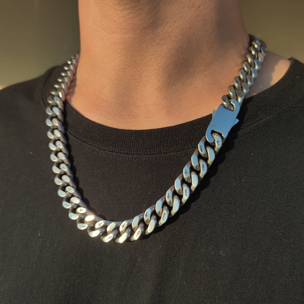 12 мм матовая кисть в стиле панк из нержавеющей стали кубинская цепочка ожерелье