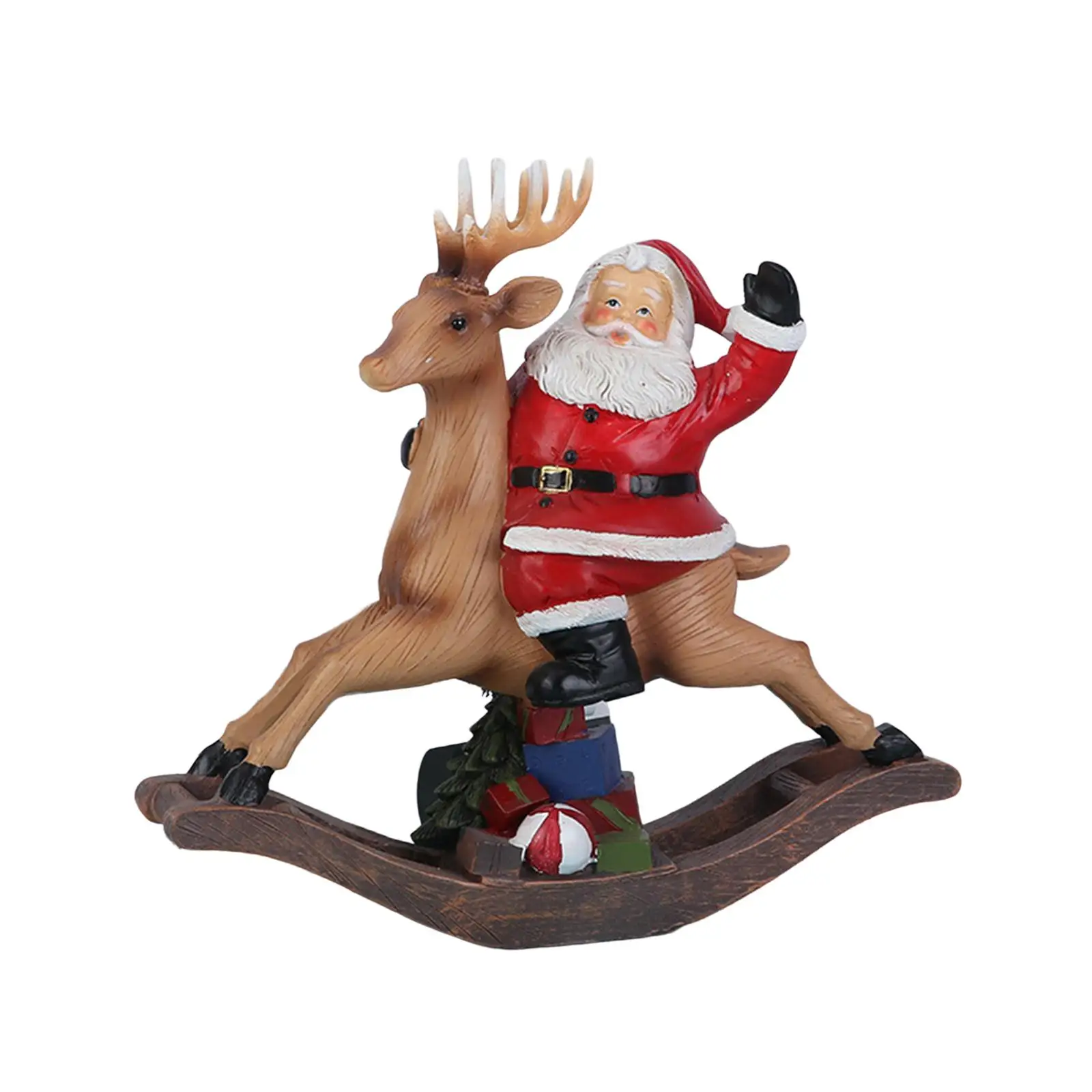 

Santa Claus Figurine Christmas Elk Figure Table Centerpiece Reindeer Resin Statue for Festival Party Office Housewarming Home