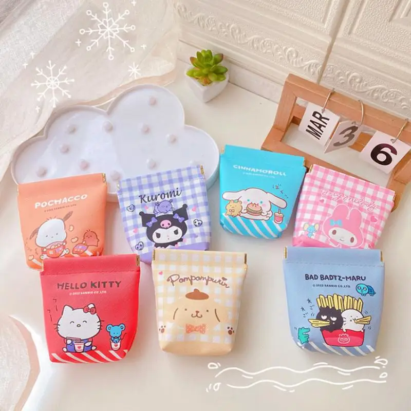 

Kawaii Sanriod Anime Series Mymelody Kuromi Cinnamorol Big Collection Magnetic Buckle Storage Bag Convenient Key Case Coin Purse