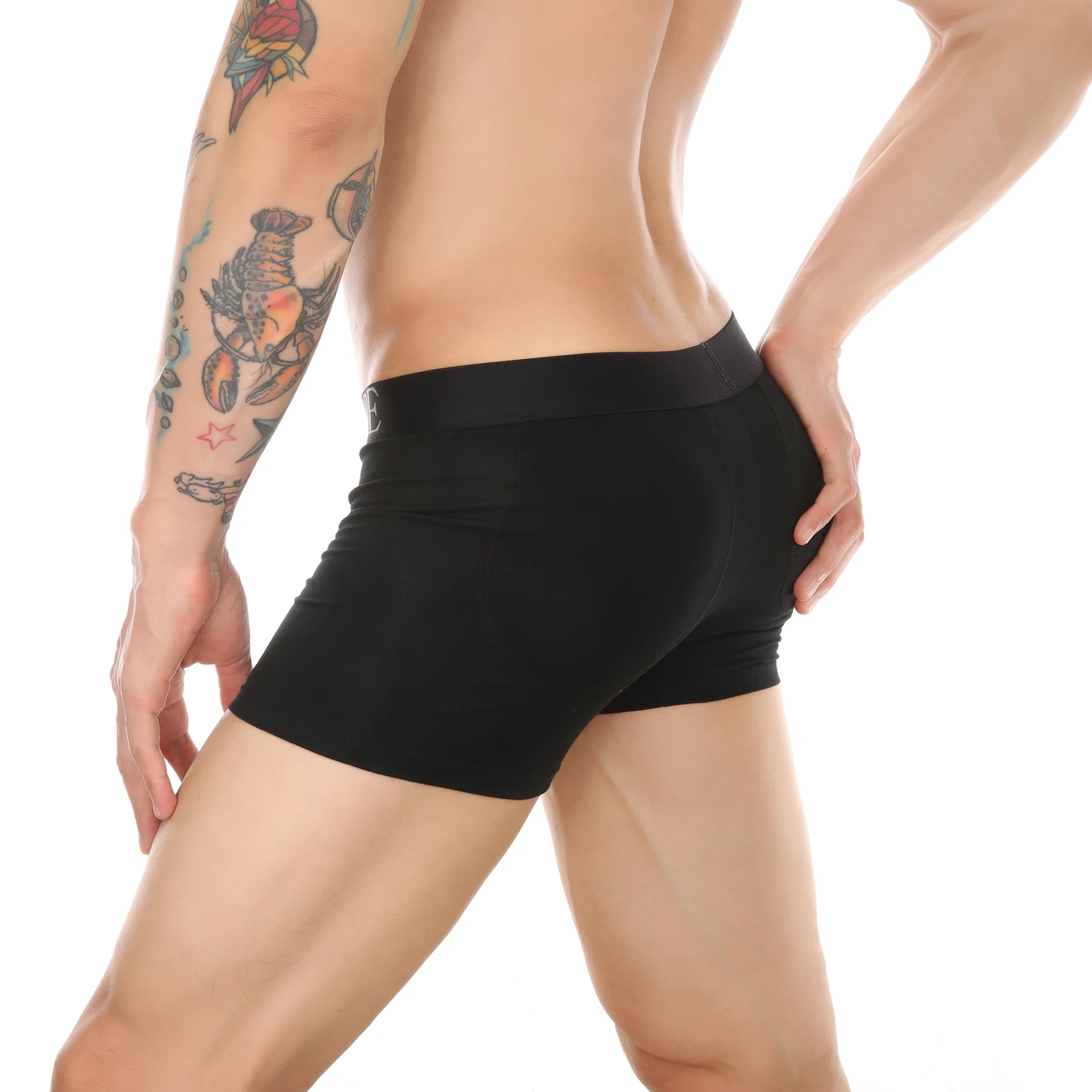 CLEVER-MENMODE Men Sexy Butt Lifter Enlarge Push Up Underpants Removable Pad Boxer Underwear Butt-Enhancing Trunk Shorts Panties
