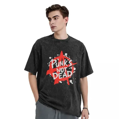 Мужская футболка Punks Not Dead дизайнерские Промытые футболки милые крутые летние футболки с буквенным принтом эстетический принт повседневные топы идея подарка
