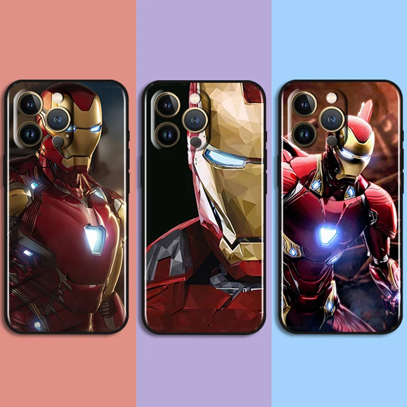 

Marvel Iron Man Hot For Apple iPhone 13 12 11 Pro Max Mini XS Max X XR 6 7 8 Plus 5S SE2020 Soft Black Phone Case Cover Coque