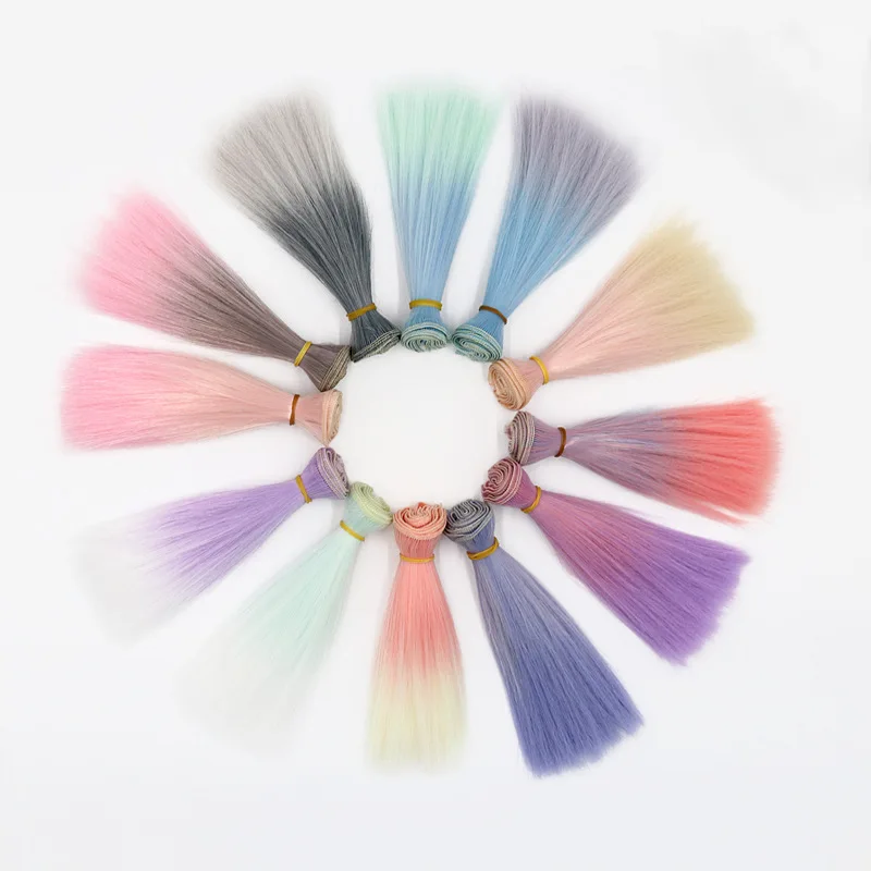 

BJD doll wigs 15cm 25cm gradient straight High-temperature fiber hair wigs for 1/3 1/4 1/6 BJD SD Blyth Chole doll hair wigs