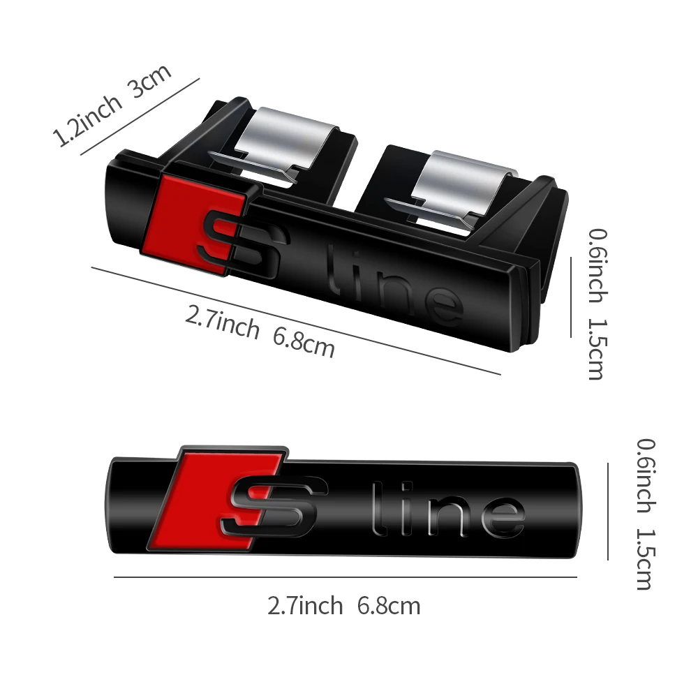3D Metal S Line Логотип автомобиля Передняя решетка Украшение Боковая наклейка на
