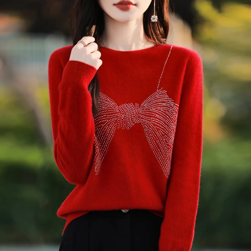 Осень-зима свитер с круглым вырезом женский топ длинным рукавом модный