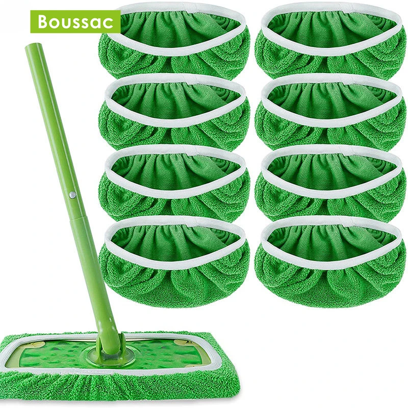 

Thickened Elastic Band Flat Mop Cloth Coral Fleece/Microfiber/Chenille Replacement Rotary Mop Cleaning Pad Household Tools