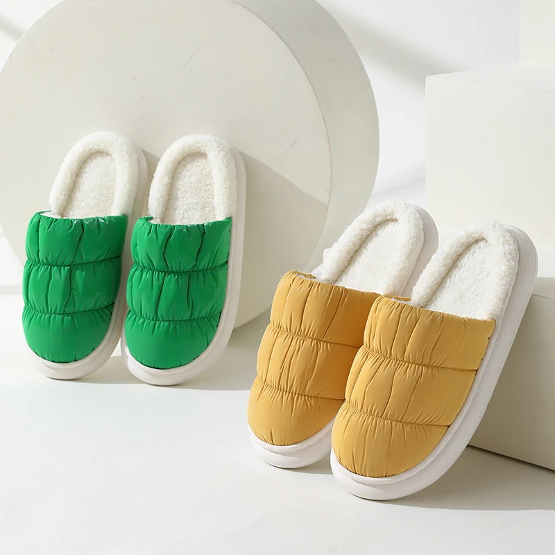 

Зимние домашние тапочки из ворса, утепленные с бархатной подкладкой, полная сумка с теплыми водонепроницаемыми хлопковыми подкладками для ...