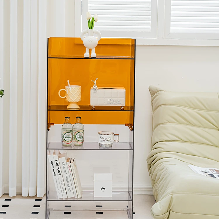 

Акриловый прикроватный столик, Маленький Домашний Прозрачный диван-буфет, простой шкаф для хранения, маленький шкаф