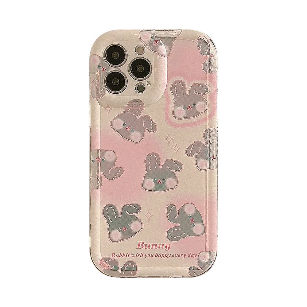 

Pink rabbit iphone 15 Apple phone case 12 creative 14promax suitable for 13 laser 11 transparent 13pro women