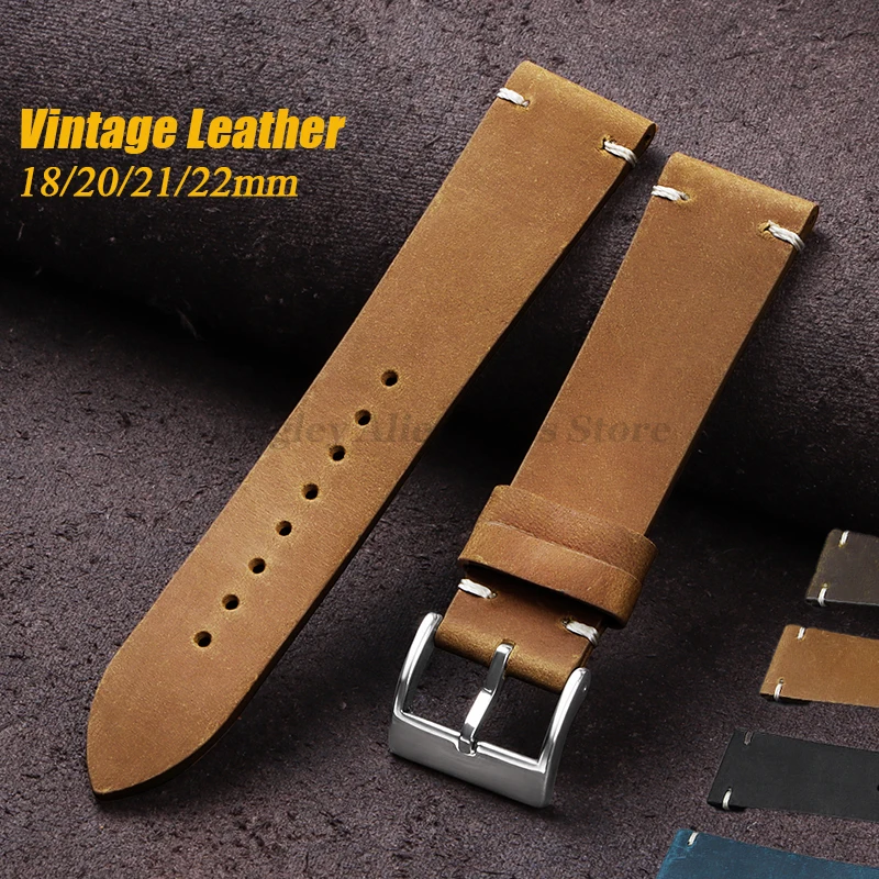 Кожаный ремешок для часов в стиле ретро 18 мм 20 21 22 Huawei Watch GT5/GT4/GT3 масляный воск