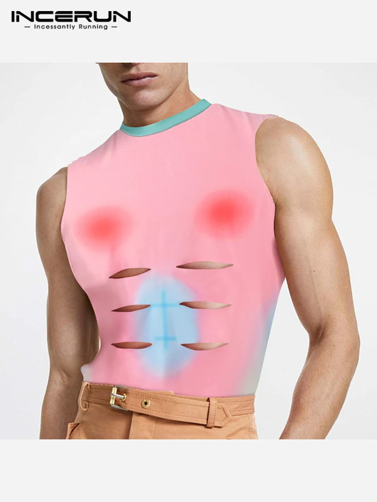 

Майка INCERUN мужская с круглым вырезом, Модный повседневный жилет без рукавов, ажурная уличная одежда, S-5XL, лето 2022