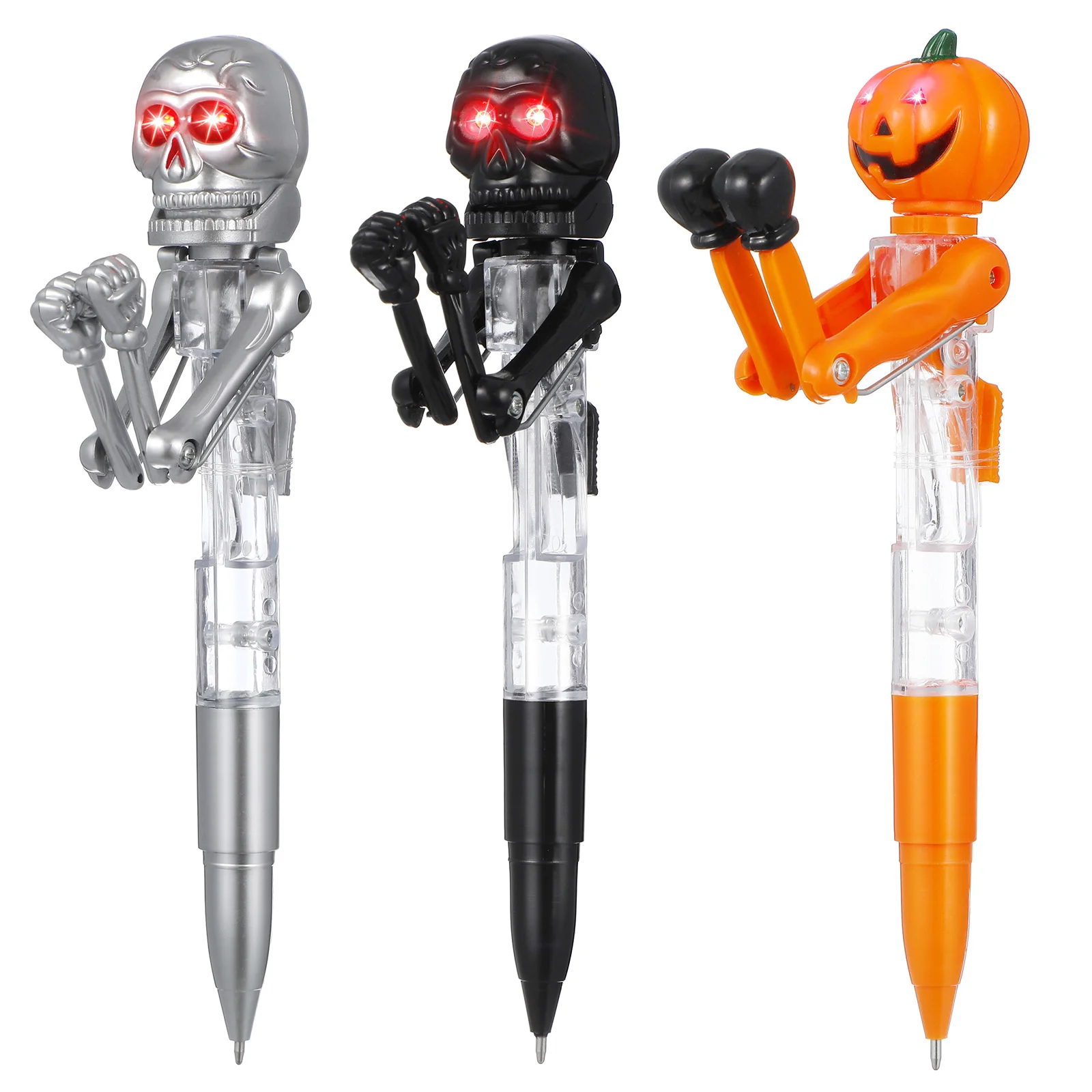 

3pcs Classic Halloween Elements Ballpoint Pen Pumpkin Pen Toy with Light