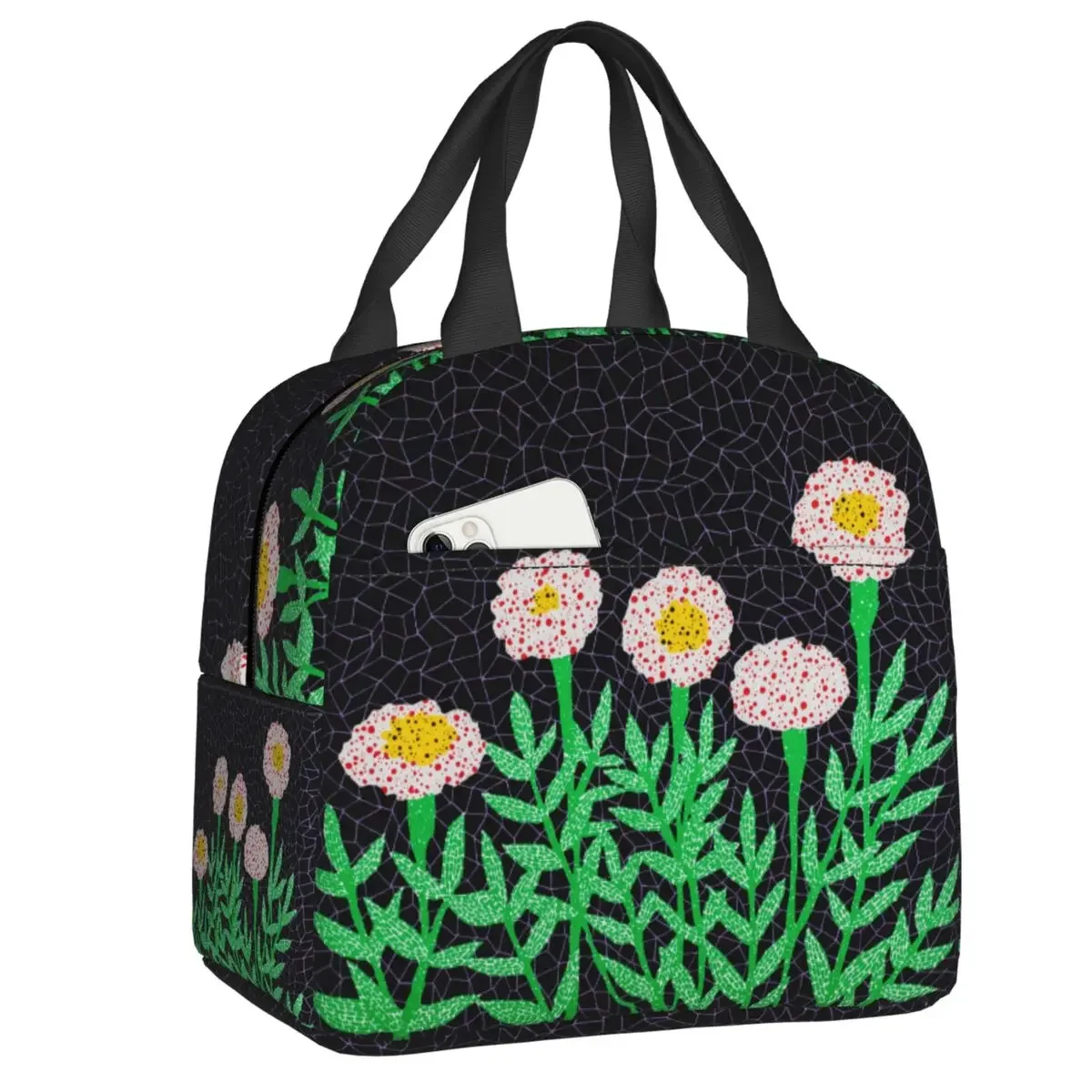

Индивидуальная сумка для ланча с изображением цветов Yayoi Kusama с абстрактным рисунком мужская женская теплая термоизолированная коробка для ланча для детей школьная сумка для пикника