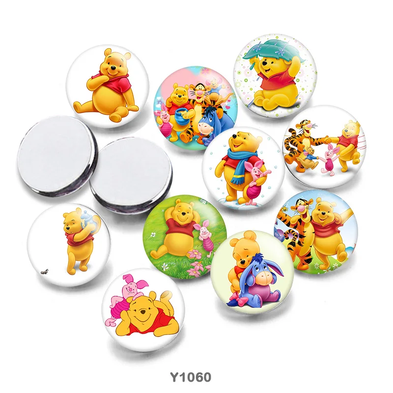 

disney Winnie the Pooh Round Photo Glass Cabochon 12mm/20mm/25mm Demo Flat Back Making Findings G1060