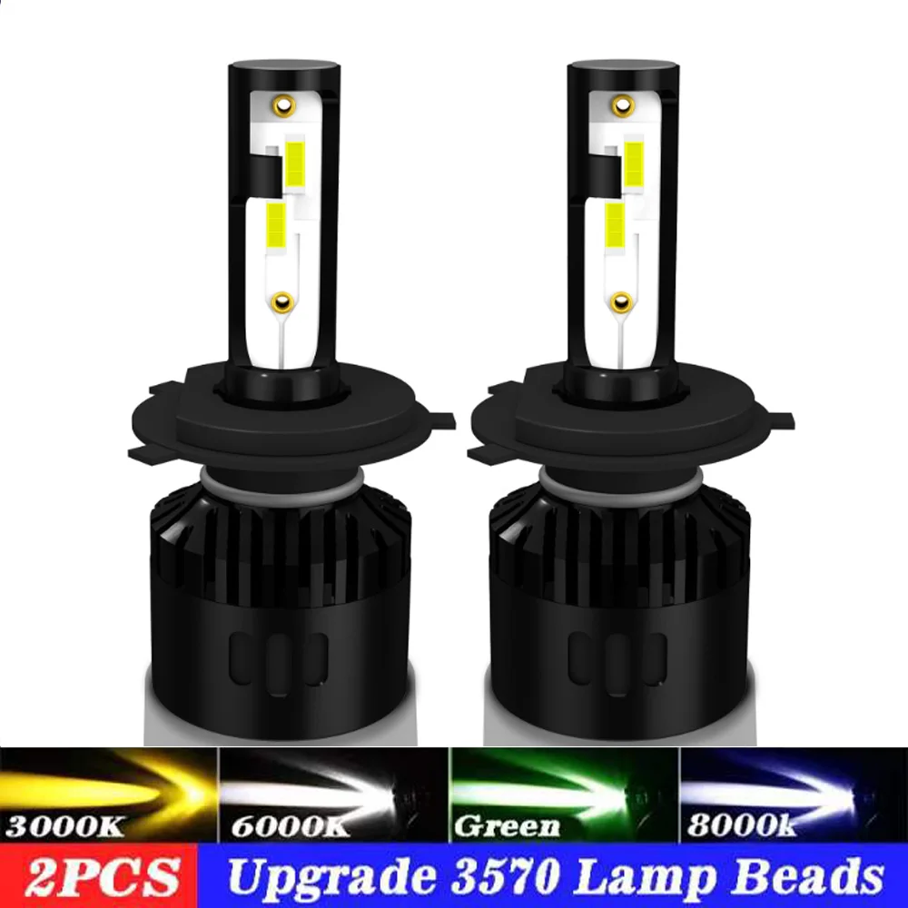 2 шт., Автомобильные противотуманные фары 8000K 4300K CSP Mini H7 H4 H1 H11 H8 HB3 HB4 9005 9006 100W 30000LM 6000K 12V 24V