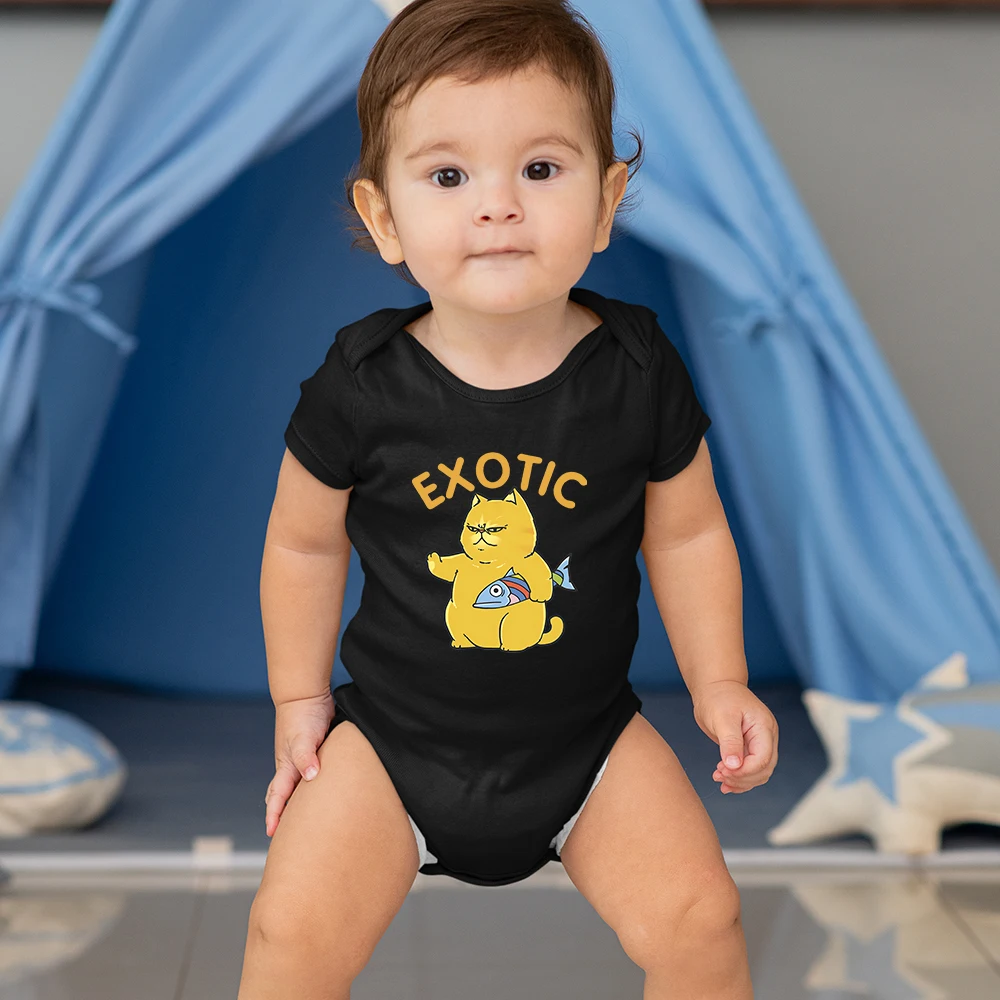 

Exquisite New Creative Short-Sleeved Toddler Bodysuits Four Seasons Harajuku Cat Exotic Print Casual All-Match Newborn Romper