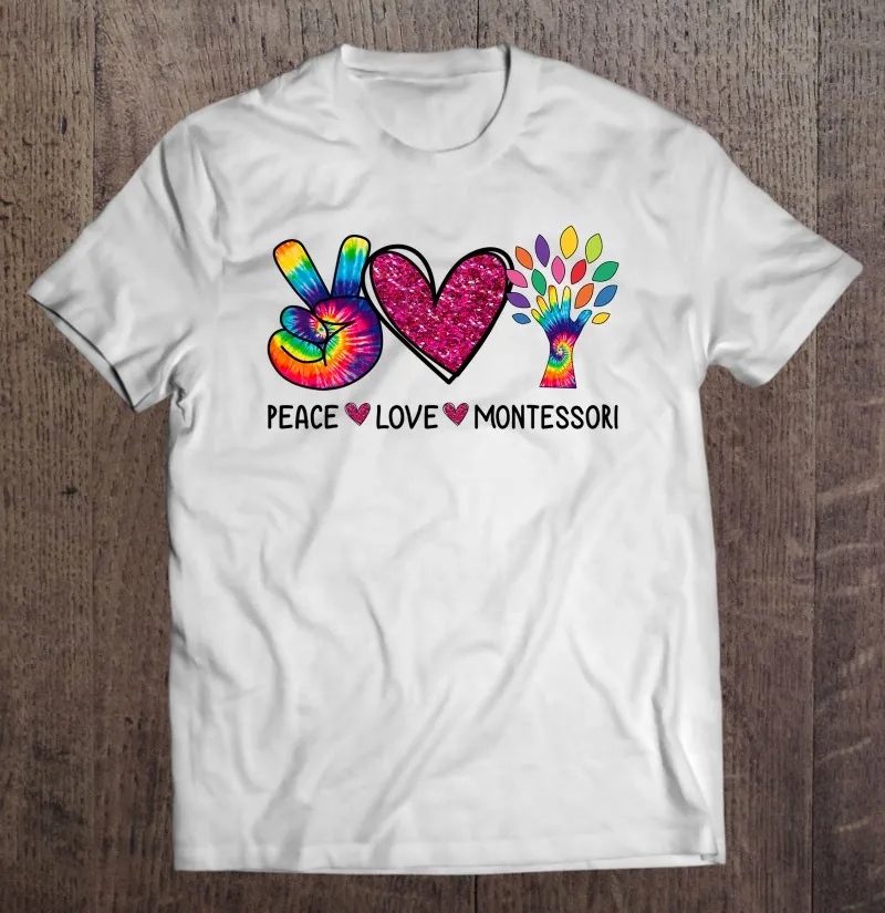 

Мир любовь Монтессори детский сад учительница признательность галстук краситель футболки Эстетическая одежда оверсайз искусственная Оде...