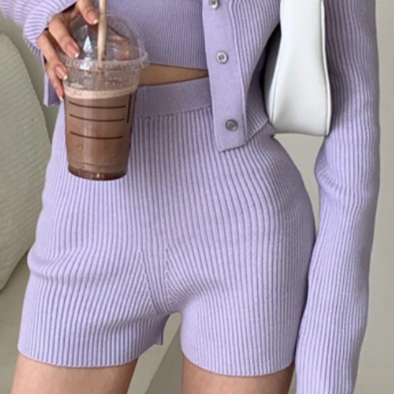 Korean Style Casual Knit High Waist Comfortable Homewear Clothes Elastic Sexy Boxer Shorts Women