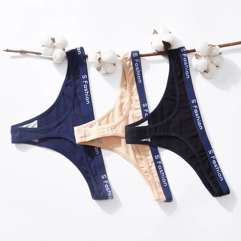 

2022 Comfortable Cotton Women's Underwear Pure Briefs Letters Sexy Seamless Panties Female's Low Waist Thong Girls' Underwear
