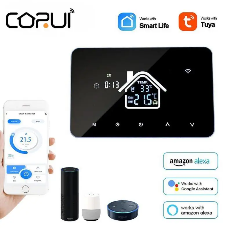 

Умный термостат CORUI Tuya с Wi-Fi, электрический нагреватель пола, водонагревательный/Газовый Бойлер с дистанционным управлением через Google Home Alexa