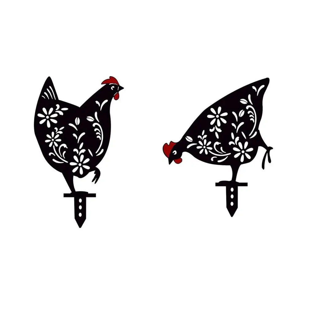 

Garden Silhouette Stake Decoration Craft Lawn Decor Chicken Decor