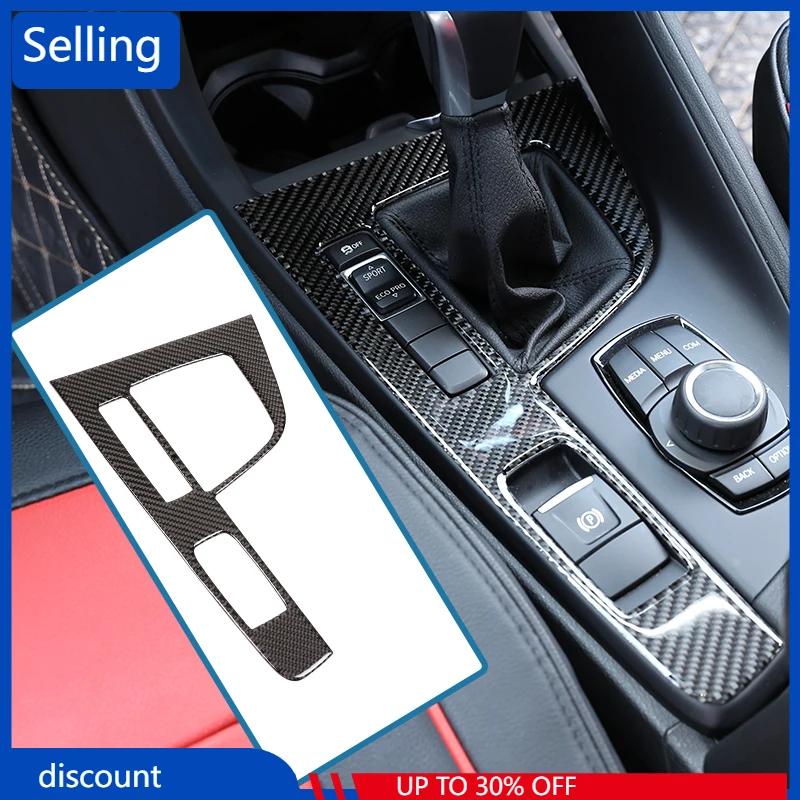 

Soft Carbon Fiber For BMW X1 F48 2016-2019 LHD Accessories Car Interior Center Console Gear Shift Frame Trim fast ship