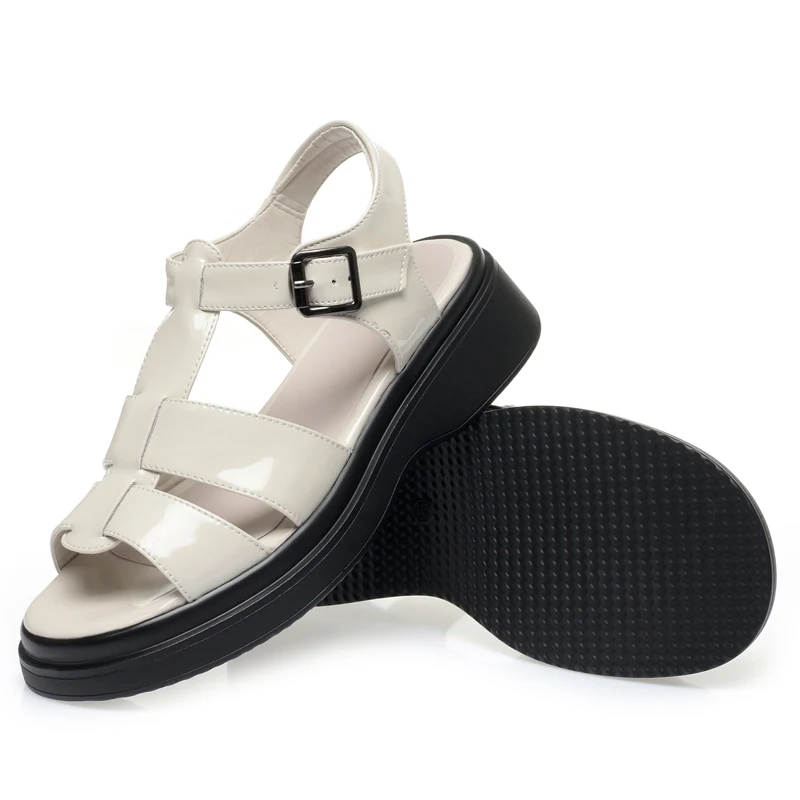 AIYUQI Women Sandals Summer 2023 New Genuine Leather Wedge Women Sandals Open Toe Roman Sandals Women