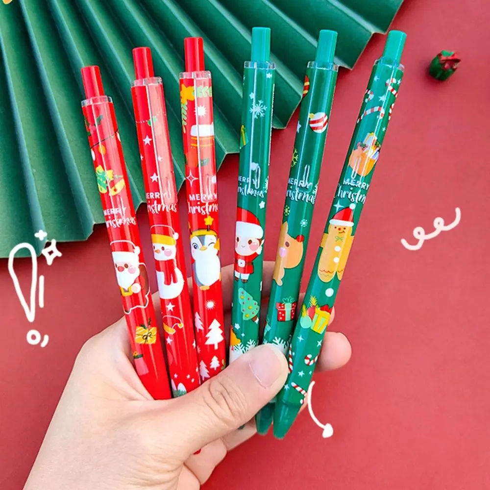

6PCS/Set Christmas Cartoon Gel Pen Set Students Press Type Ballpoint Pen Santa Reindeer Snowmen Signature Pen Stationery Gifts