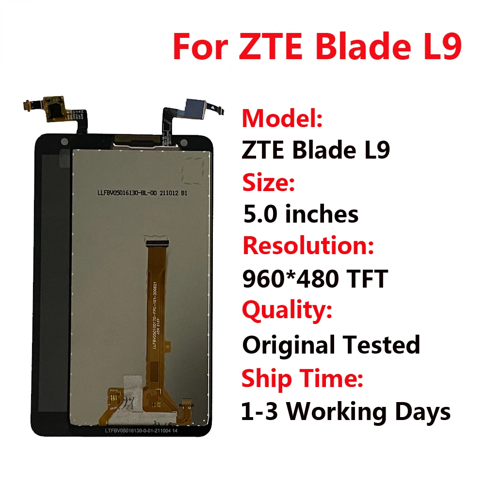 

For ZTE Blade L9 LCD Touch Screen Panel Glass Display Digitizer Panel Glass Assembly Parts For ZTE L8 L9 Display LCD