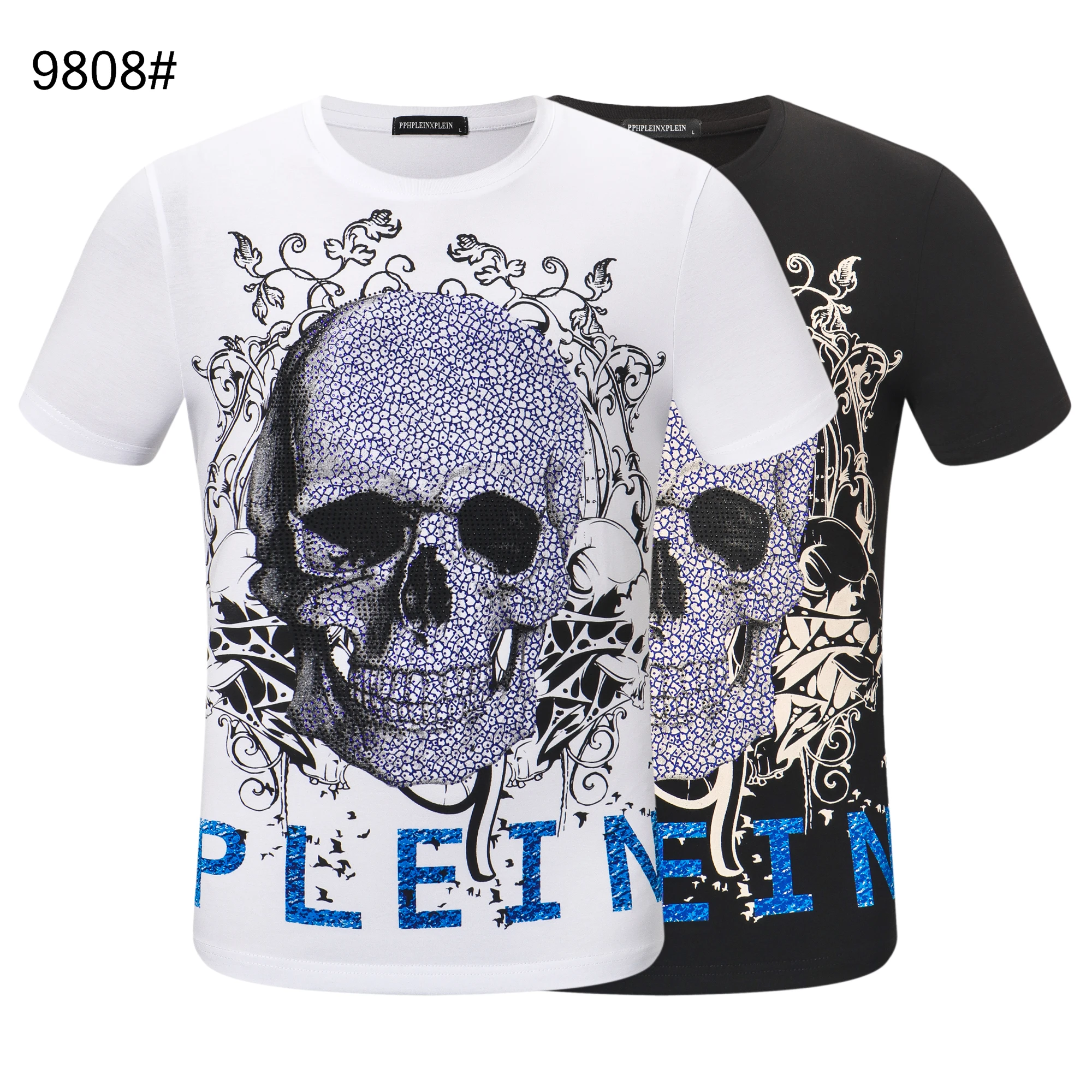 

T Shirts Rhinestone S-2XL Tee 100% Cotton Streetwear Men Tshirt