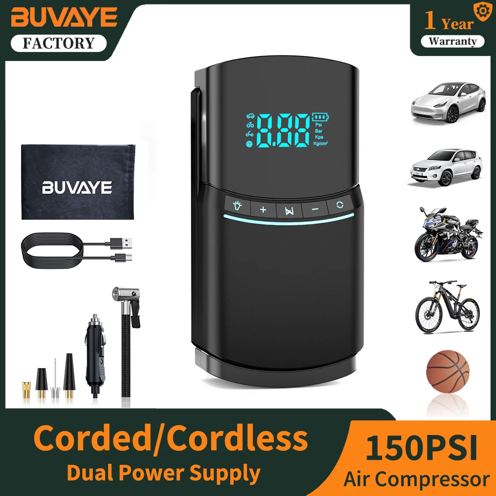 BUVAYE Проводной и беспроводной воздушный компрессор двойного назначения