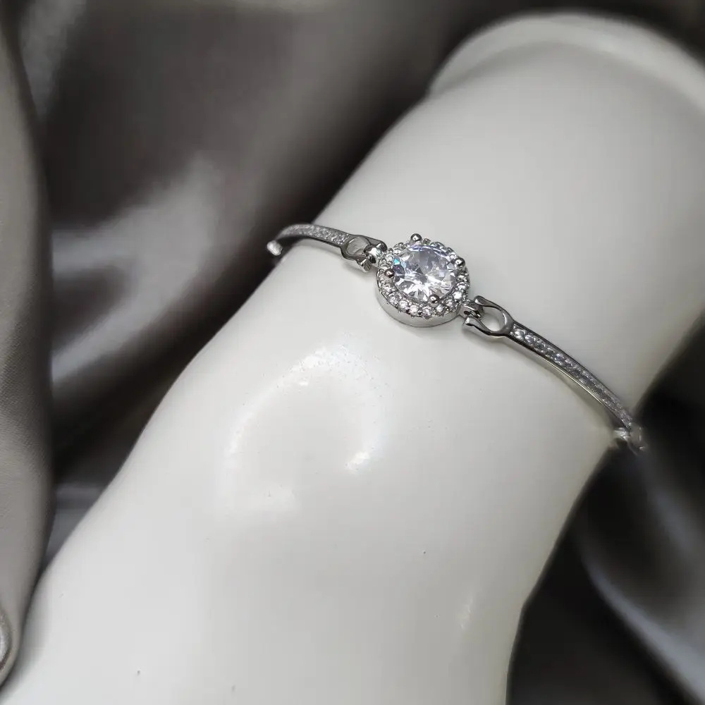 HESHI кубический цирконий и Латунное покрытие из белого золота маленькая