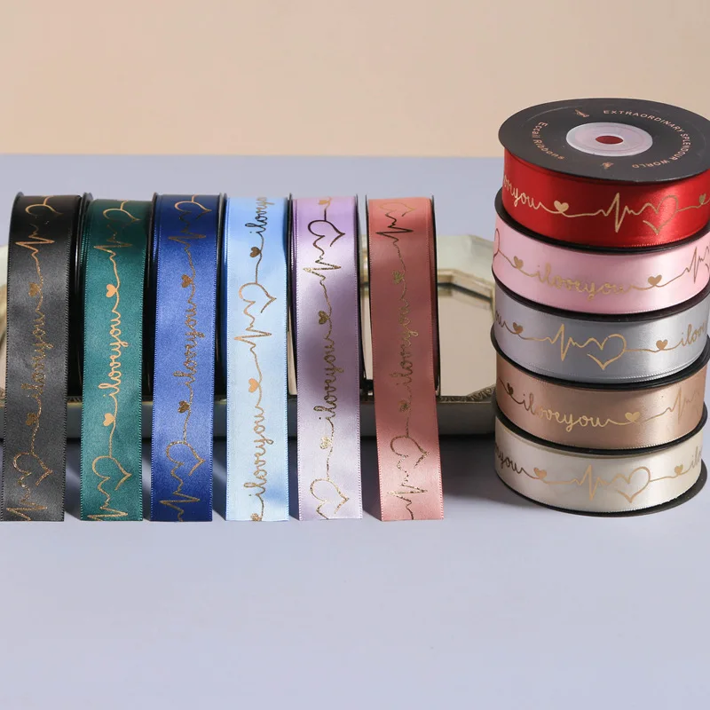 

New light luxury bronzing gift flower hat packaging ribbon cake baking ribbon English alphabet Diy handmade ribbon decoration