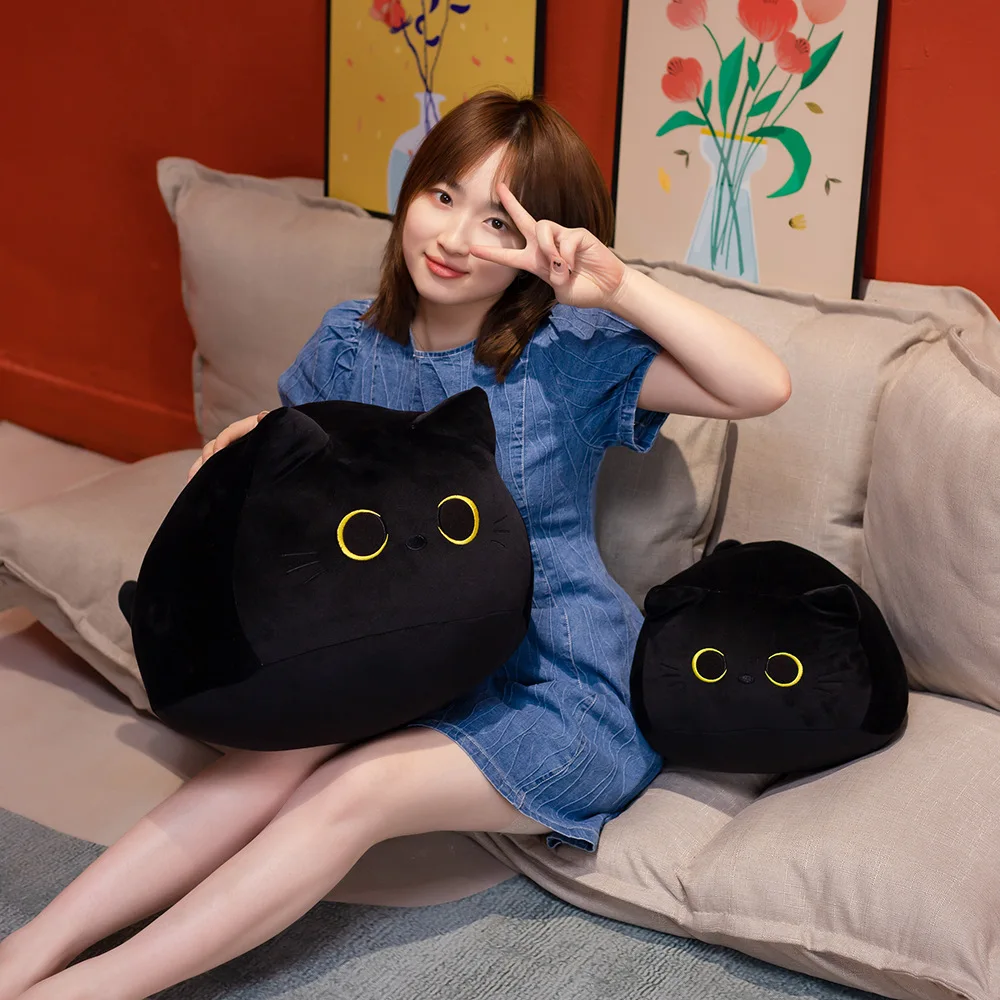

1pc Black Cat Plush Toy Soft Kawaii Plushie Anime Pillows Lovely Cartoon Animal Stuffed Doll Girls Valentine Day Gifts Ornaments