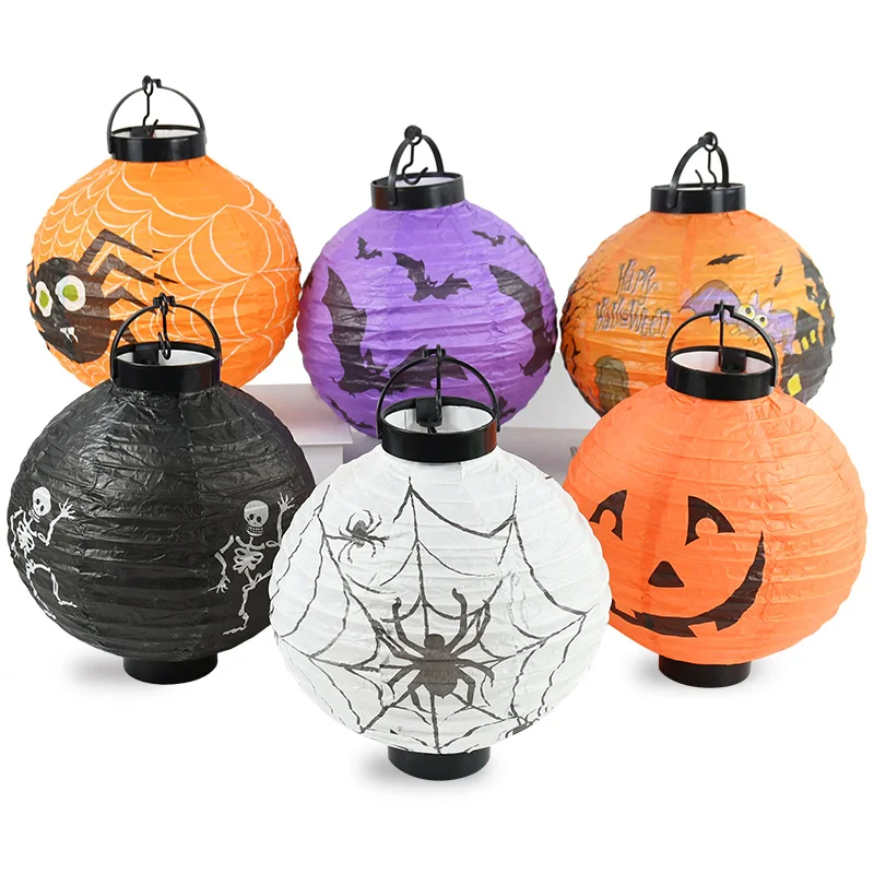 

Светодиодсветодиодный бумажная Тыква для Хэллоуина, 8 дюймов